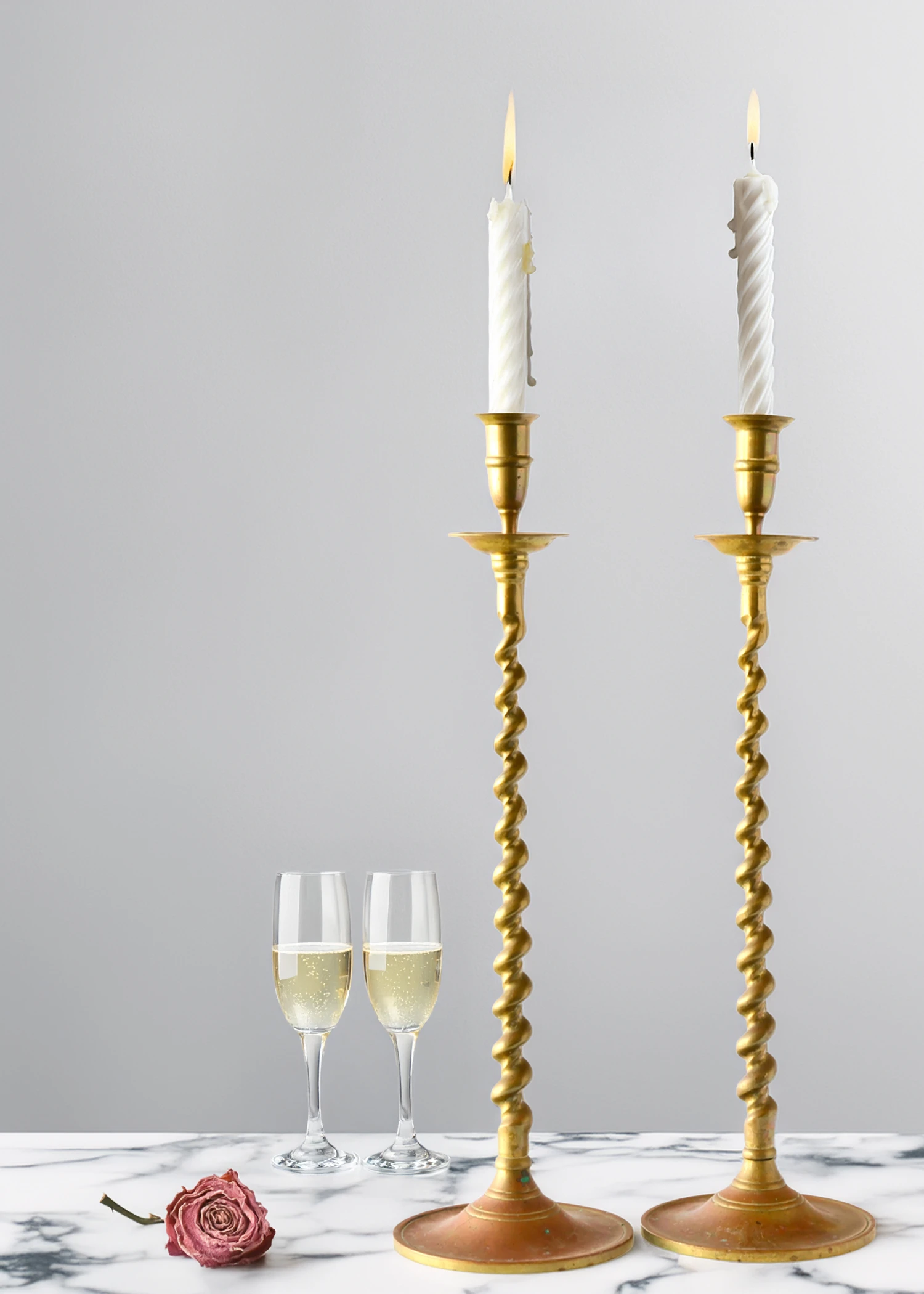 Oversized Brass Twist Candlesticks 2 Oversized Brass Twist Candlesticks