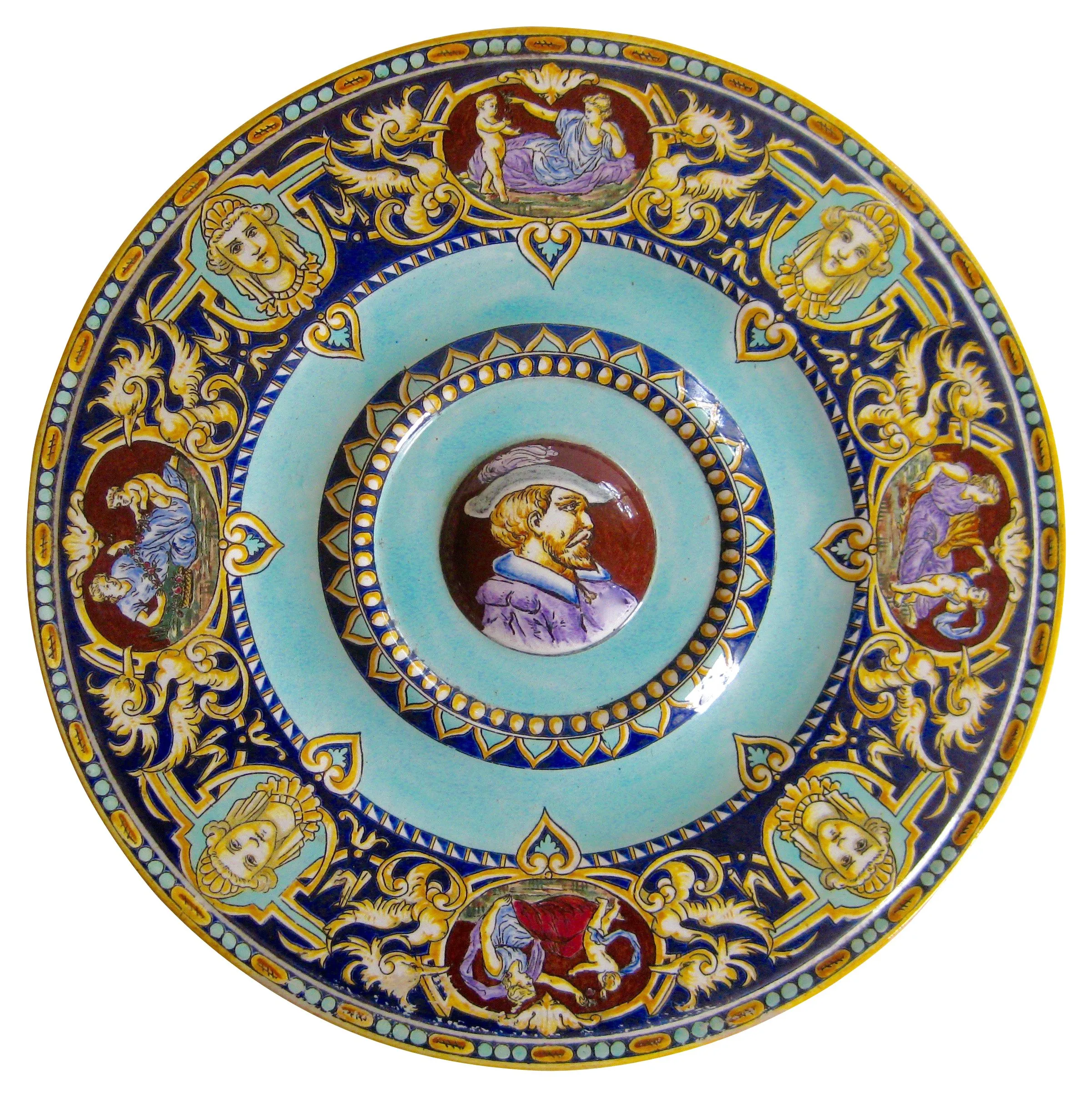 Antique French Faience Portrait Plate