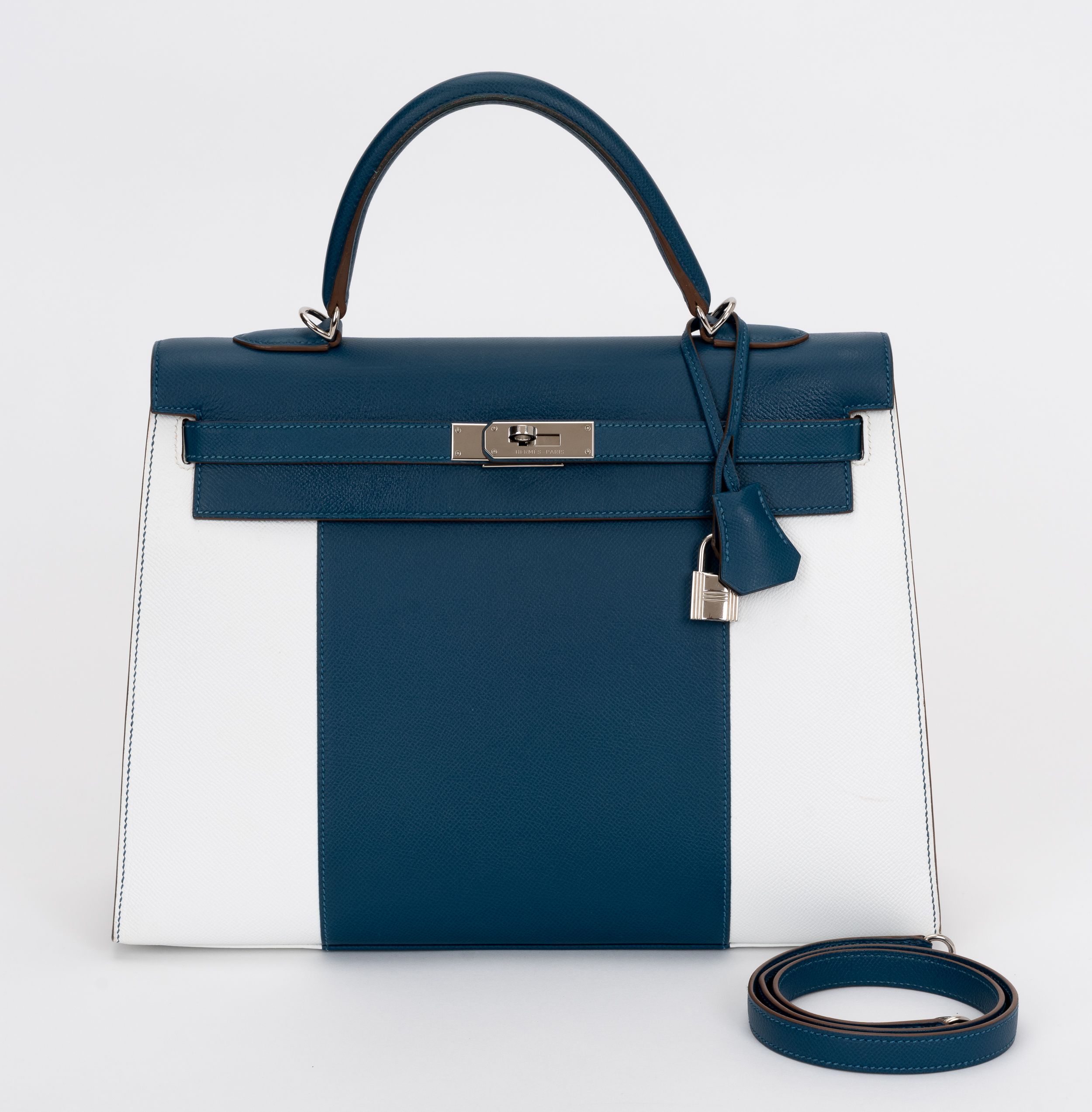 Herm¨¨s Kelly Sellier 35 Flag Blue White 1 Herm¨¨s Kelly Sellier 35 Flag Blue White