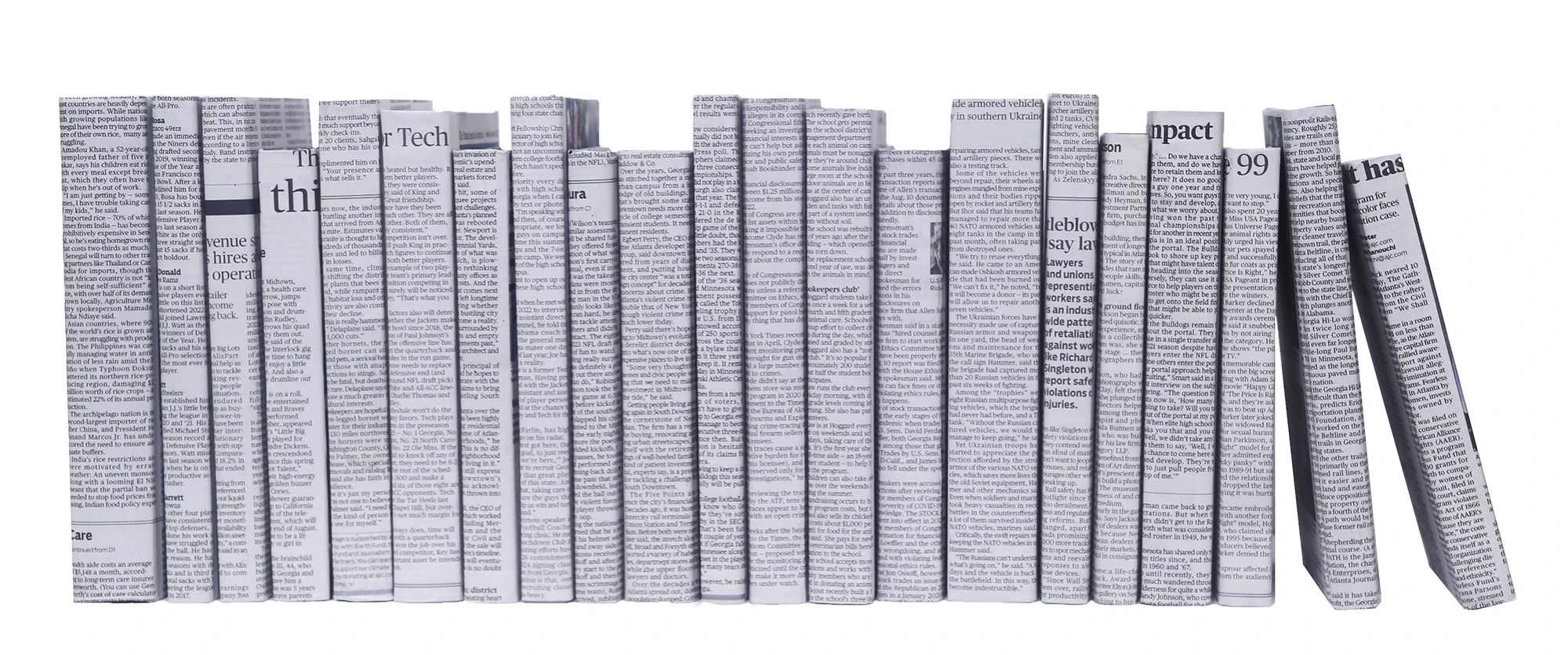 Paper Wrapped Decorative Books by the Foot, Newspaper 1 Paper Wrapped Decorative Books by the Foot, Newspaper
