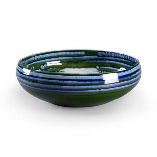 Swirl Ceramic Bowl, Green/Blue 1 Swirl Ceramic Bowl, Green/Blue