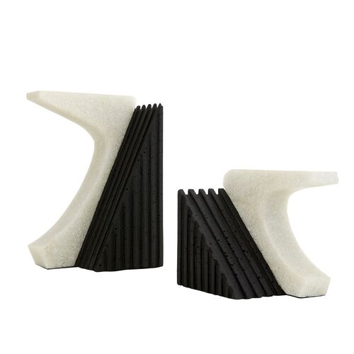 S/2 Jordono Ricestone Bookends, White