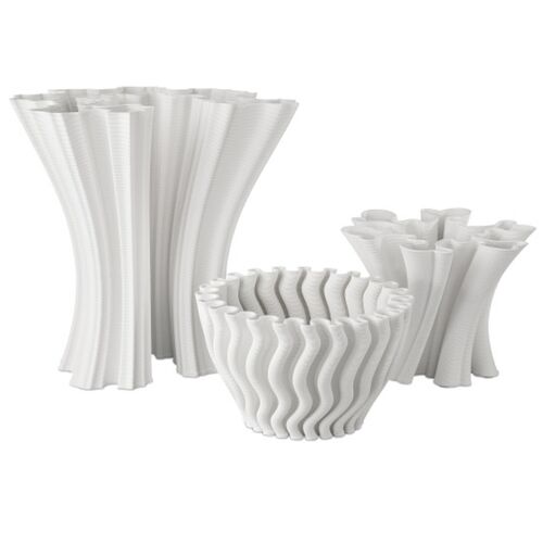 Godet Porcelain Vase, White 5 Godet Porcelain Vase, White
