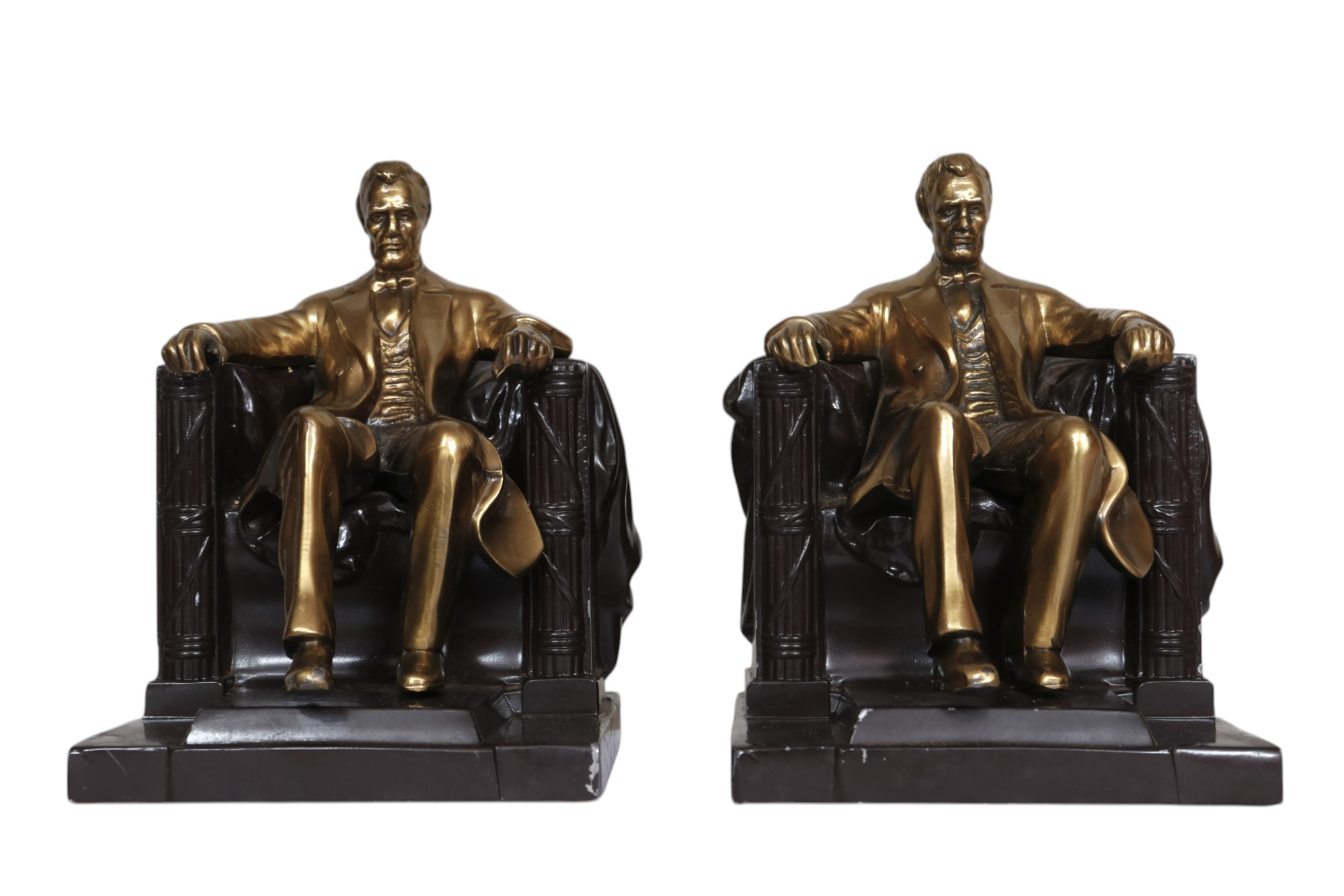 "Lincoln in the Chair" Bookends, a Pair
