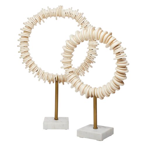 S/2 Arena Sculpture, Cream/Brass/White 1 S/2 Arena Sculpture, Cream/Brass/White