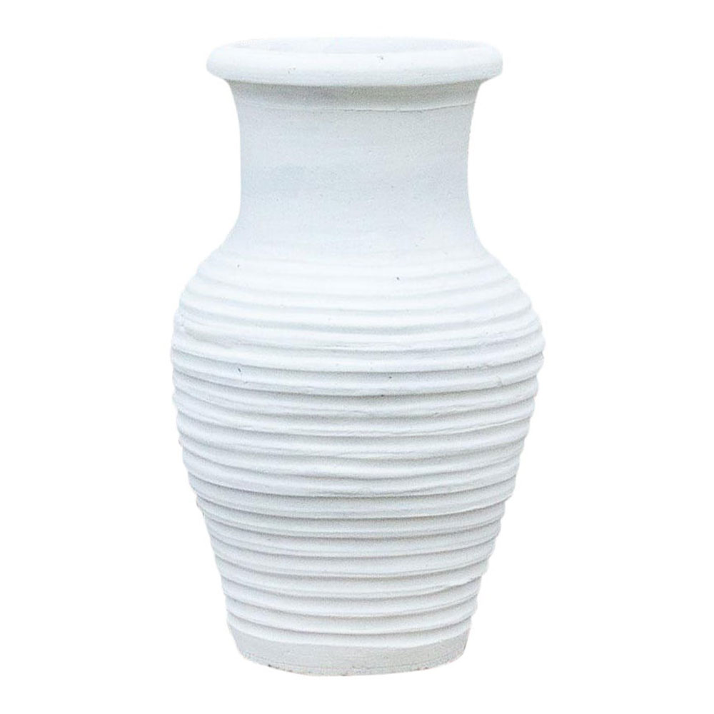 Chalk White Folegandros Reeded Planter