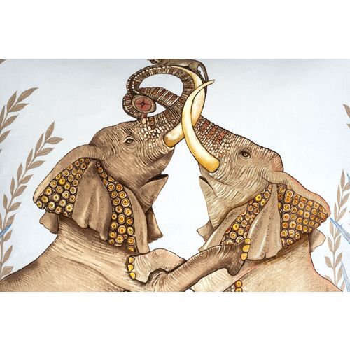 Dancing Elephants 24x24 Pillow, Gray/Blue Velvet 4 Dancing Elephants 24x24 Pillow, Gray/Blue Velvet