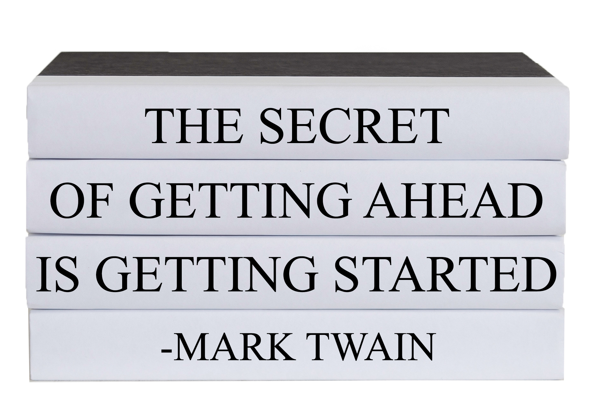 "Getting Started" Decorative Quote Book Stack