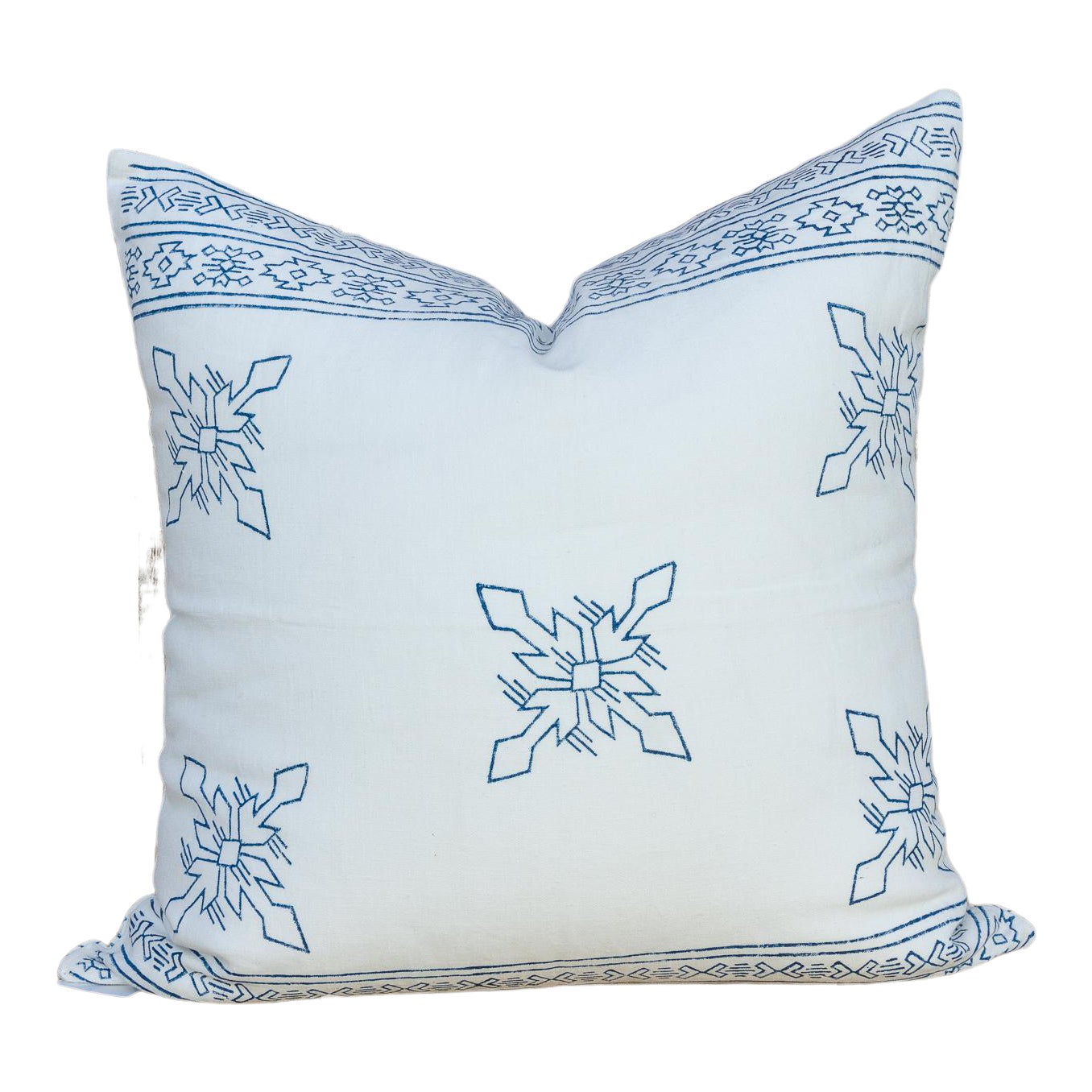 White Citlalee Aztec Block Print Pillow