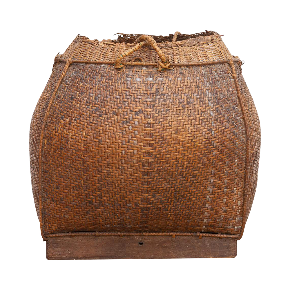 19th C. Rattan "Tharu" Basket From Nepal