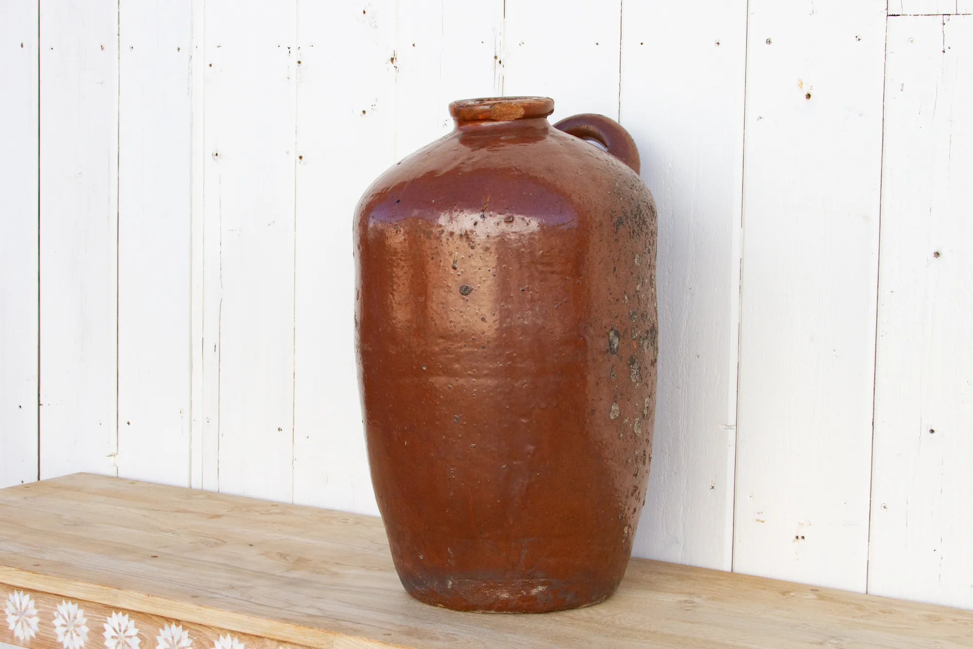 Large Glazed Terracotta Spanish Jug 6 Large Glazed Terracotta Spanish Jug