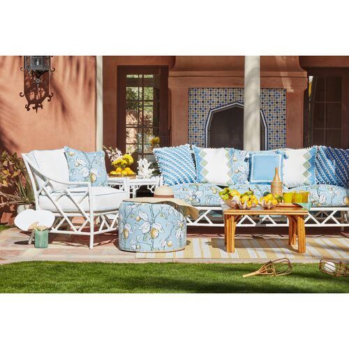 Maddie 20x20 Outdoor Pillow, Blue/White 3 Maddie 20x20 Outdoor Pillow, Blue/White