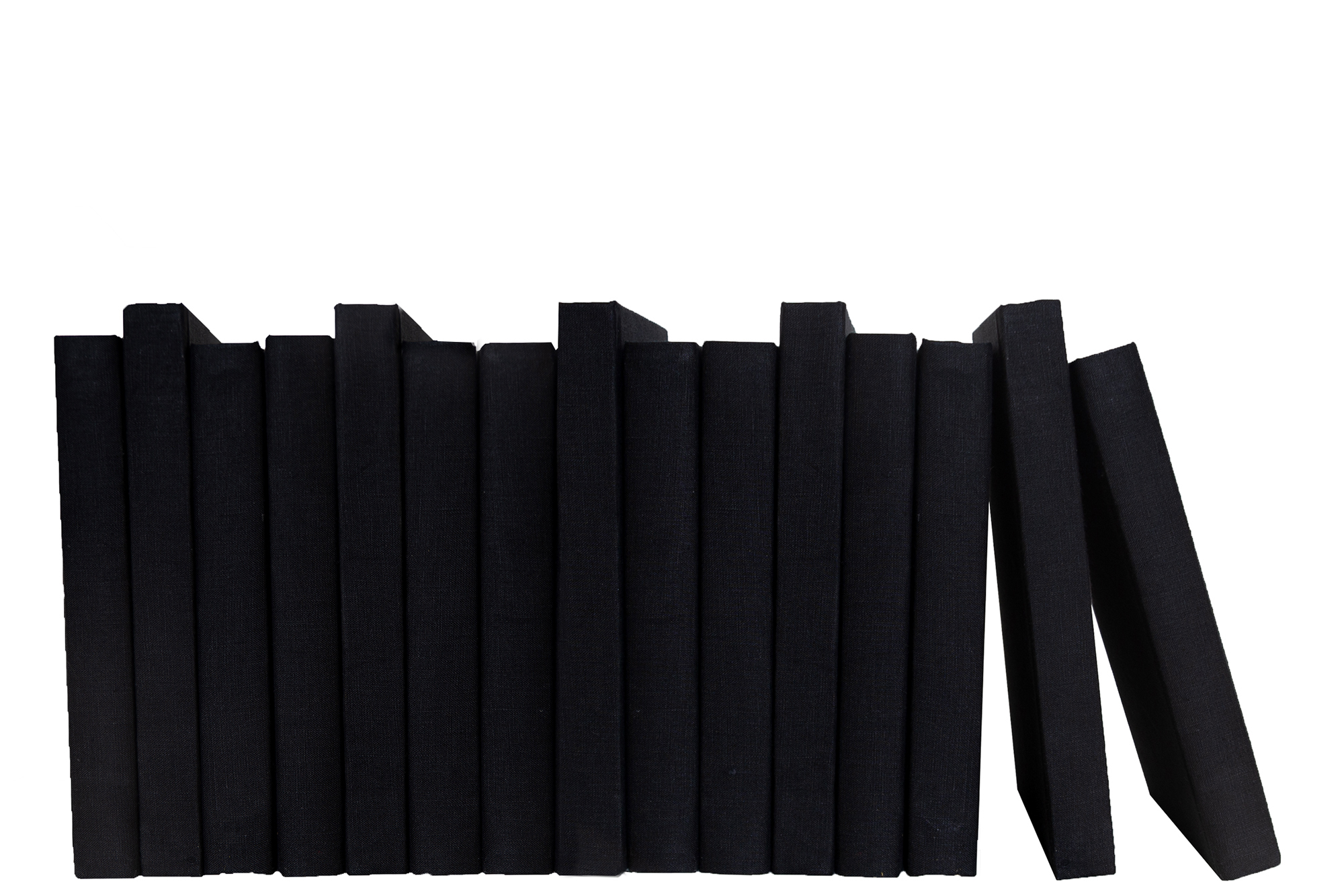 Decorative Oversized Linen Wrapped Books By The Foot, Onyx 2 Decorative Oversized Linen Wrapped Books By The Foot, Onyx