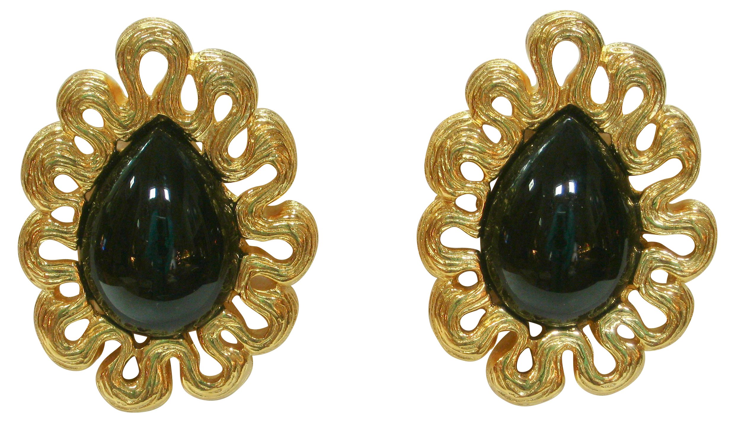 Givenchy Gold & Black Amethyst Earrings 1 Givenchy Gold & Black Amethyst Earrings