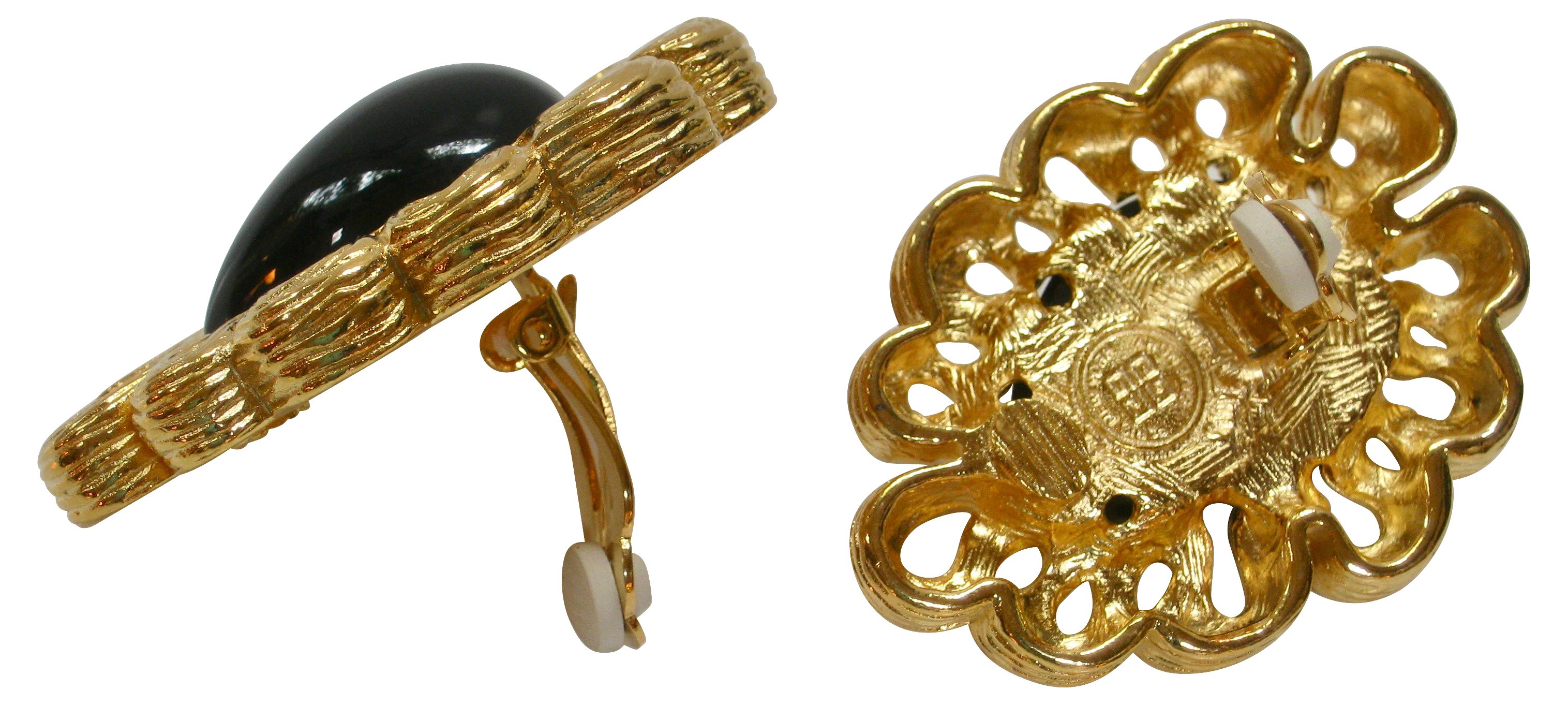 Givenchy Gold & Black Amethyst Earrings 3 Givenchy Gold & Black Amethyst Earrings