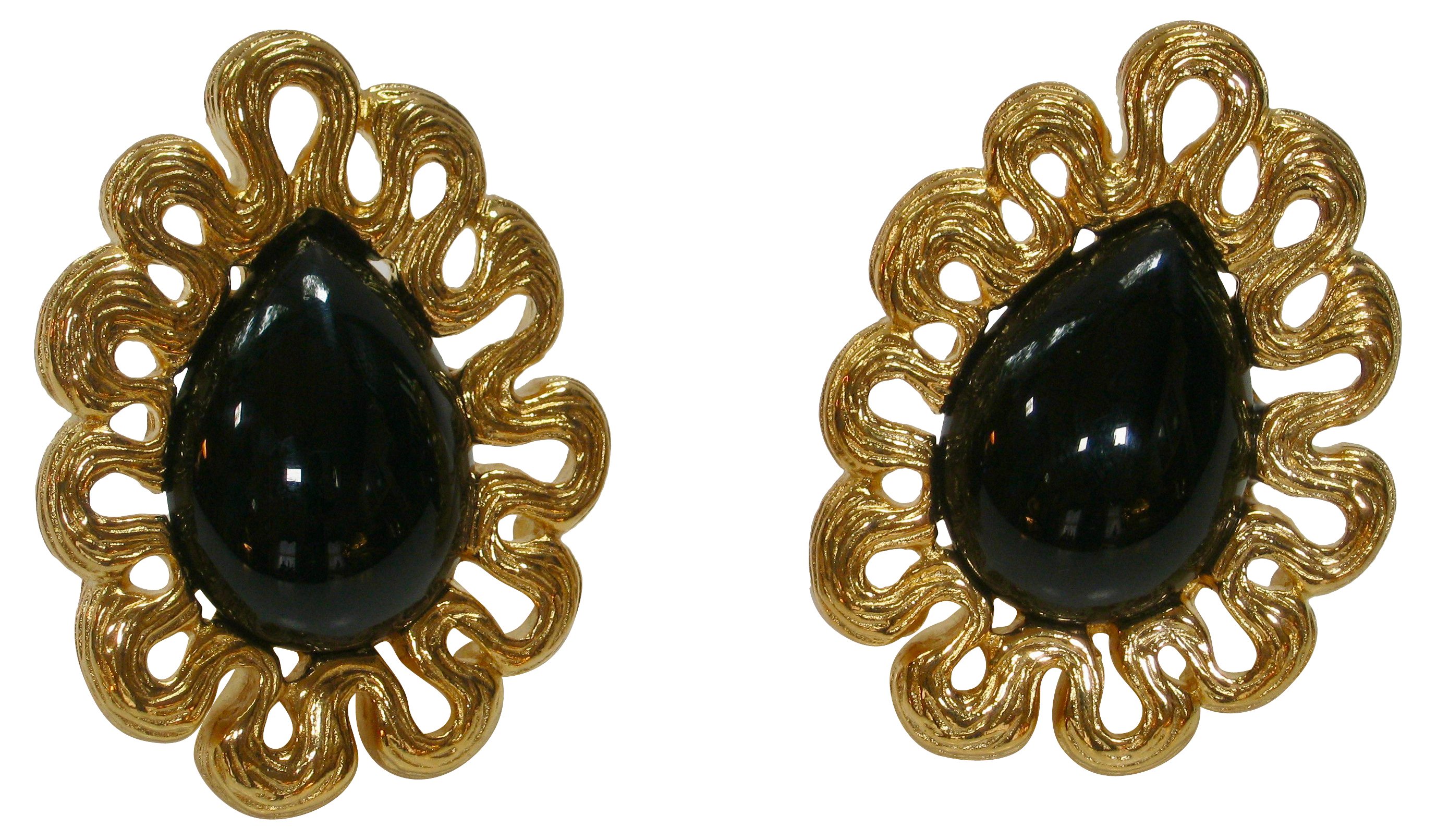 Givenchy Gold & Black Amethyst Earrings 4 Givenchy Gold & Black Amethyst Earrings