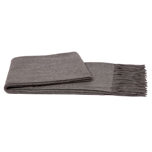 Solid Cashmere Throw, Heather Gray 1 Solid Cashmere Throw, Heather Gray