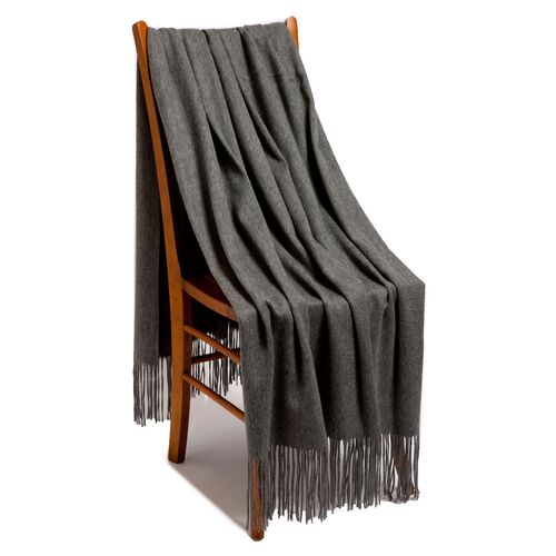Solid Cashmere Throw, Heather Gray 2 Solid Cashmere Throw, Heather Gray