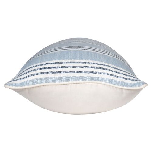 Quogue 23"x12" Outdoor Lumbar Pillow, Aqua/Navy 2 Quogue 23"x12" Outdoor Lumbar Pillow, Aqua/Navy