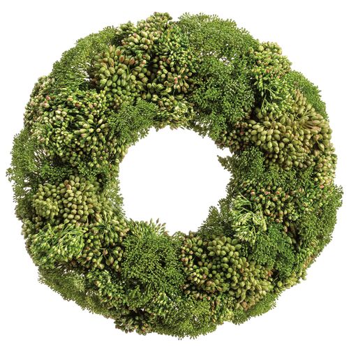 19" Sedum/Skimmia/Berry Wreath, Faux