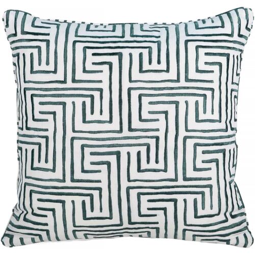 Avni Maze Pillow, Teal/White 1 Avni Maze Pillow, Teal/White