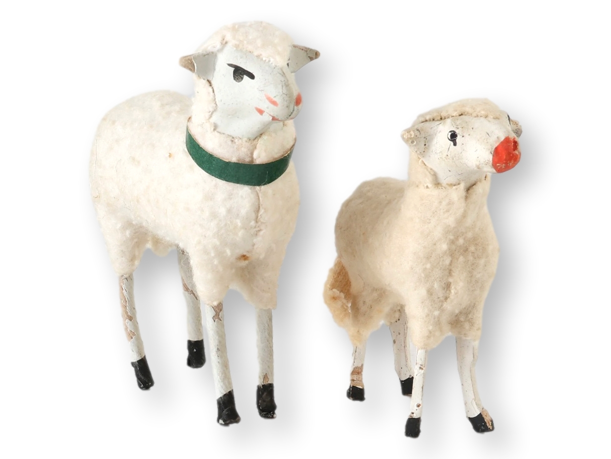 1940s German Wool Sheep, Pair 1 1940s German Wool Sheep, Pair