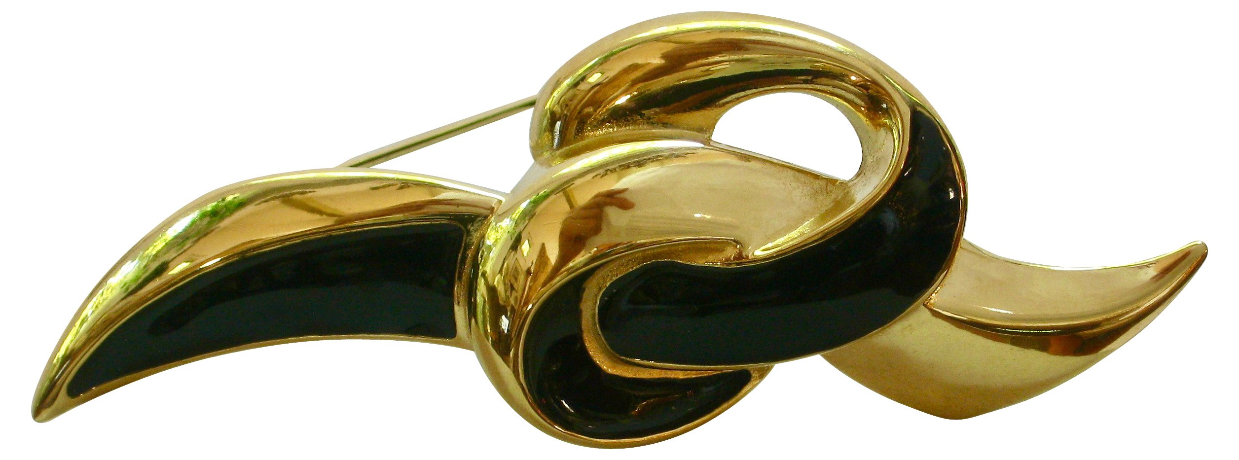 Givenchy Black Enamel & Gold Brooch 1 Givenchy Black Enamel & Gold Brooch