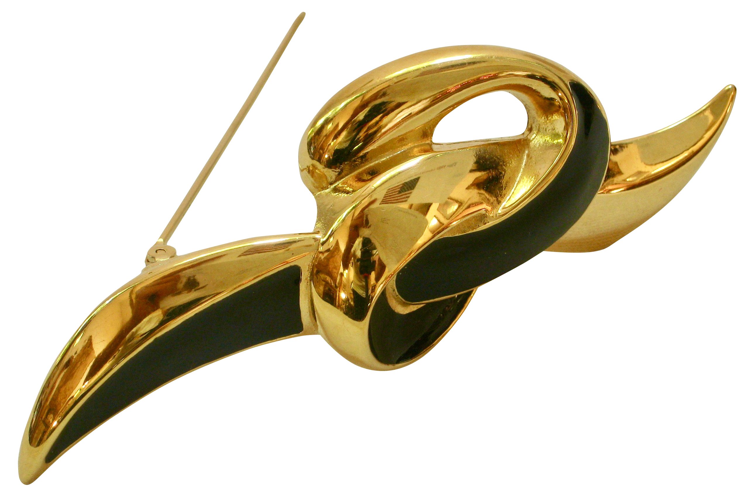Givenchy Black Enamel & Gold Brooch 2 Givenchy Black Enamel & Gold Brooch