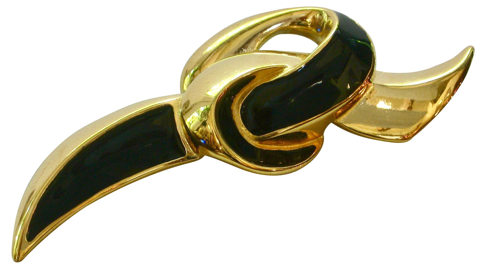 Givenchy Black Enamel & Gold Brooch 3 Givenchy Black Enamel & Gold Brooch