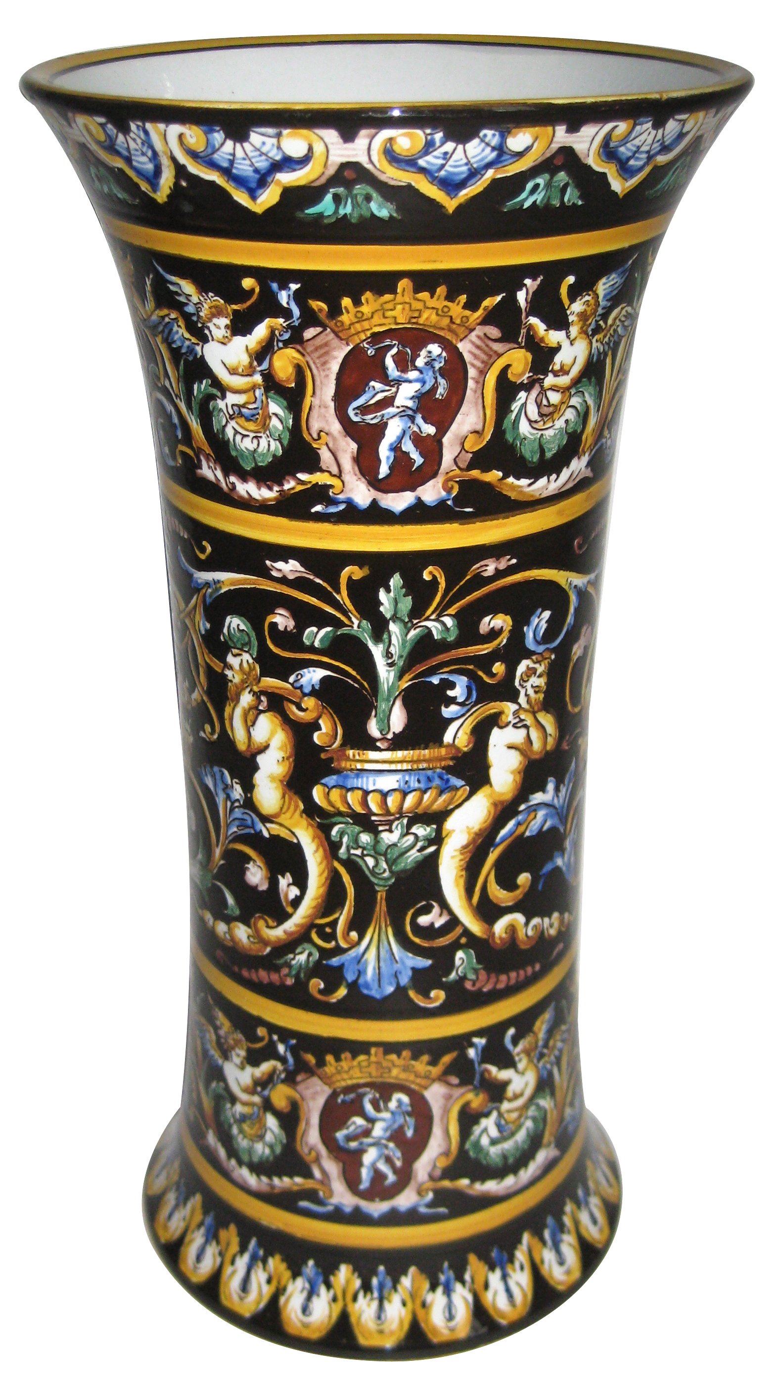 Antique Gien French Faience Vase 2 Antique Gien French Faience Vase
