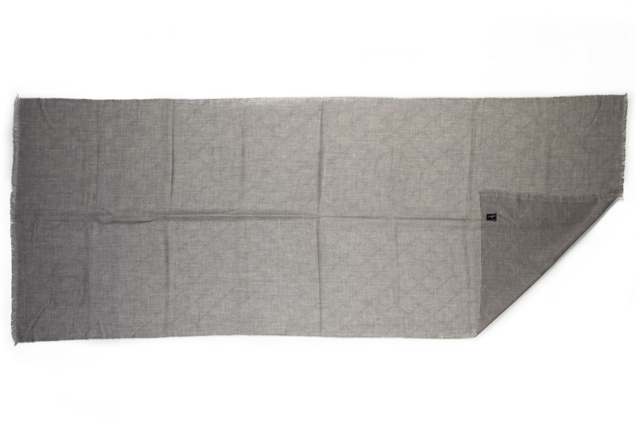 Chanel BN Gray Cashmere Camellia Shawl 2 Chanel BN Gray Cashmere Camellia Shawl