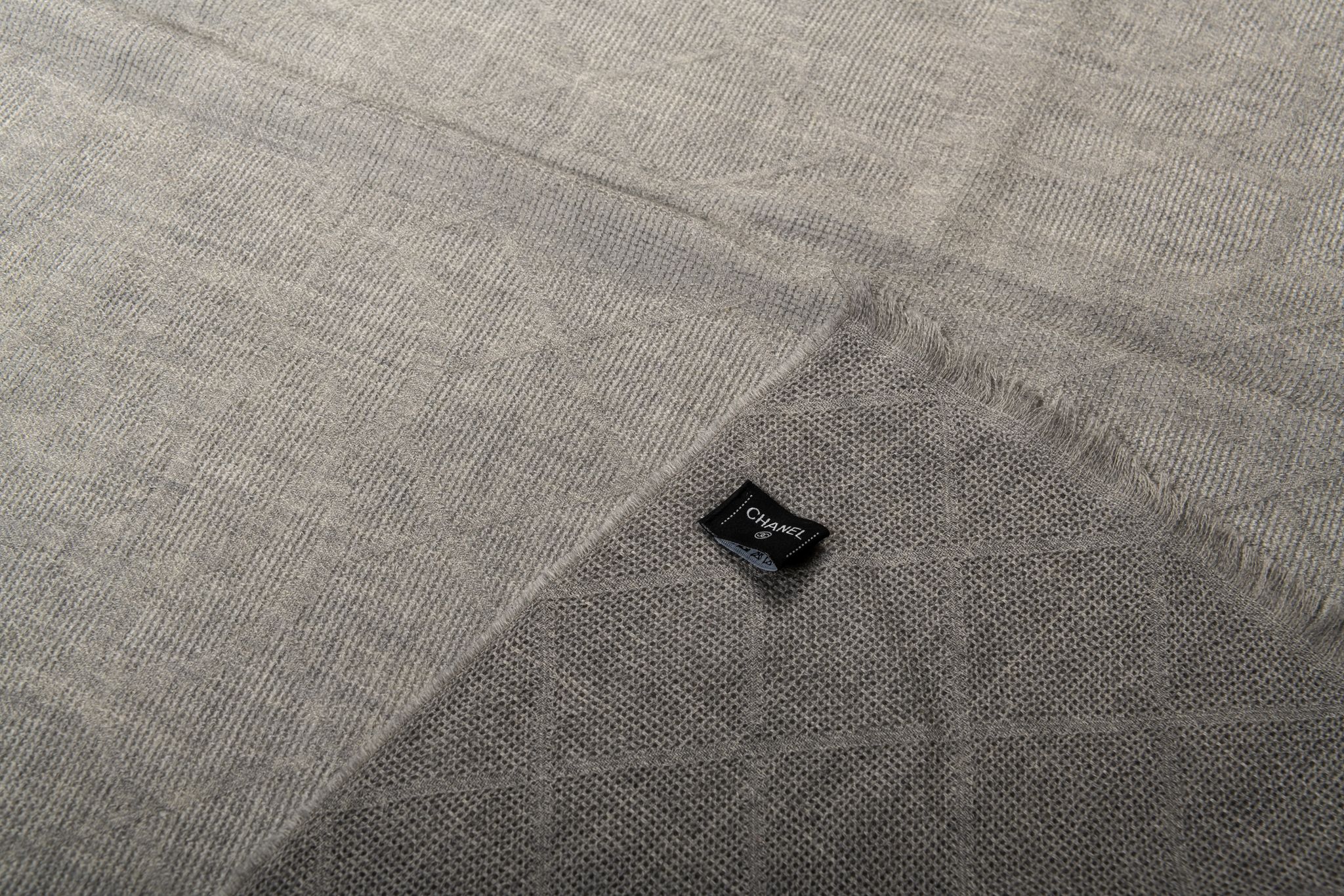 Chanel BN Gray Cashmere Camellia Shawl 4 Chanel BN Gray Cashmere Camellia Shawl