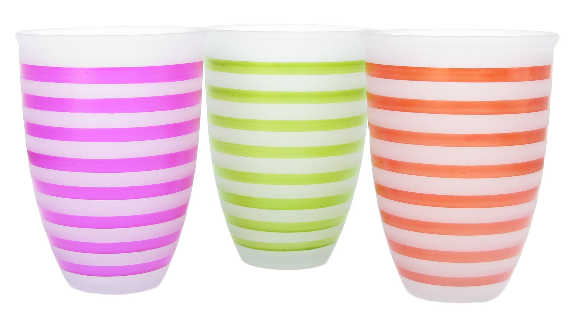 Striped Glass Candle Holders / Vases S/3