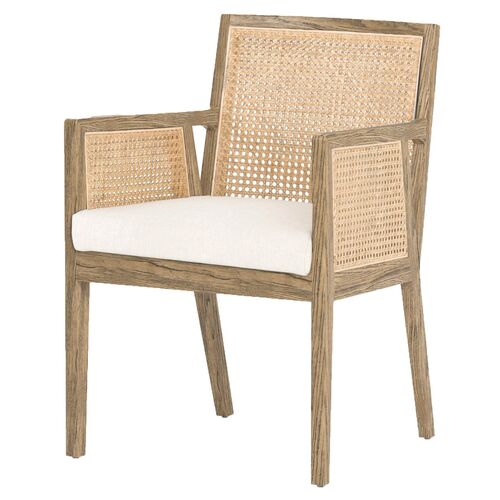 Aimee Cane Dining Armchair, Natural/Flax 1 Aimee Cane Dining Armchair, Natural/Flax
