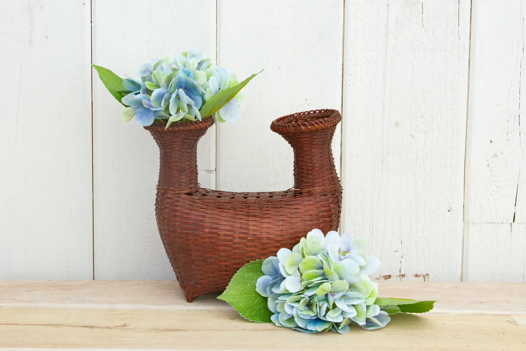 Finely Woven Boat Shaped Vintage Basket 3 Finely Woven Boat Shaped Vintage Basket