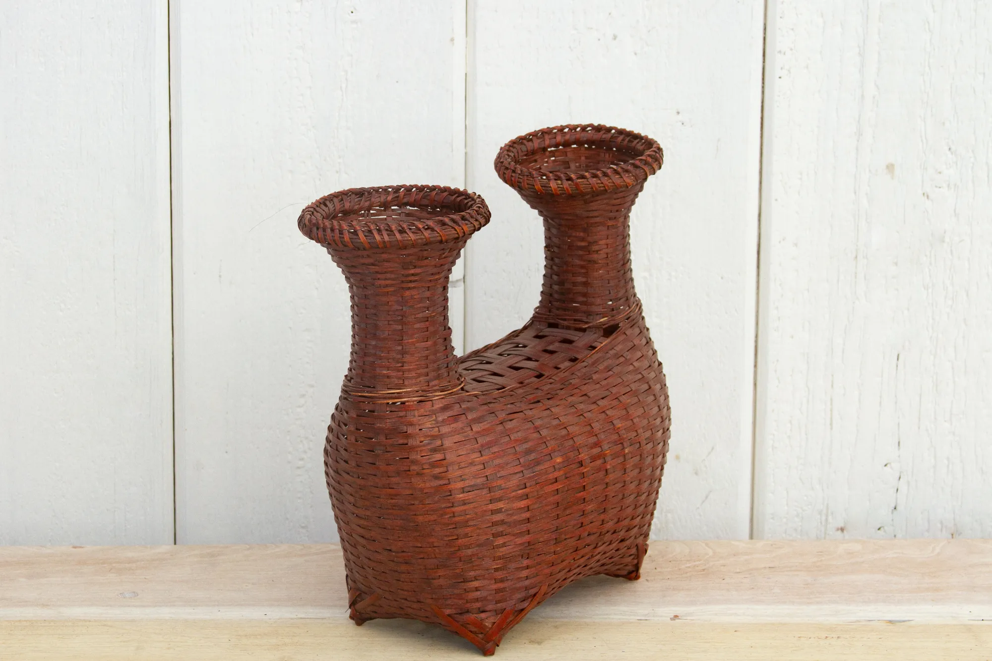 Finely Woven Boat Shaped Vintage Basket 4 Finely Woven Boat Shaped Vintage Basket