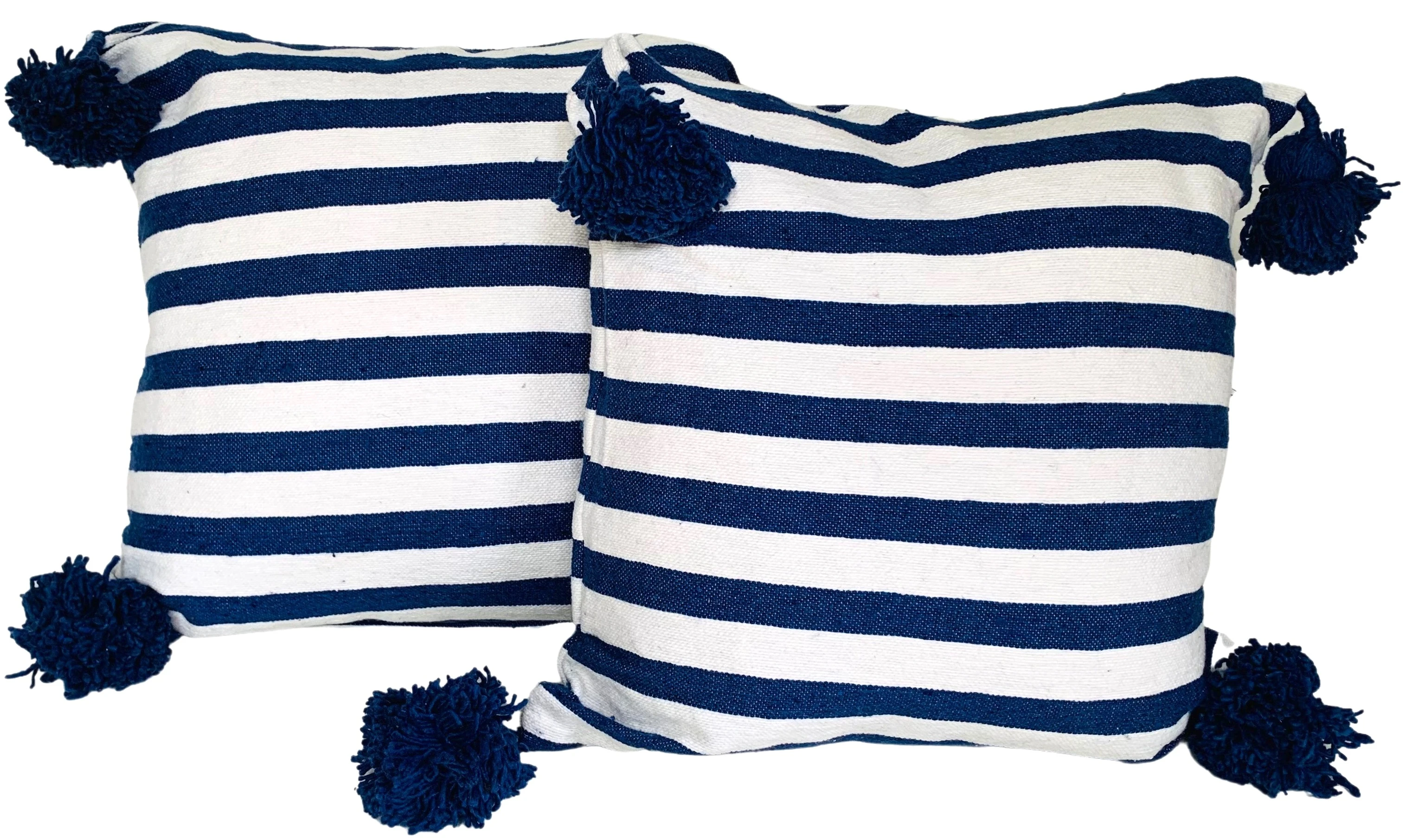 Moroccan Handloomed Pom-Pom Pillows, Pr 1 Moroccan Handloomed Pom-Pom Pillows, Pr
