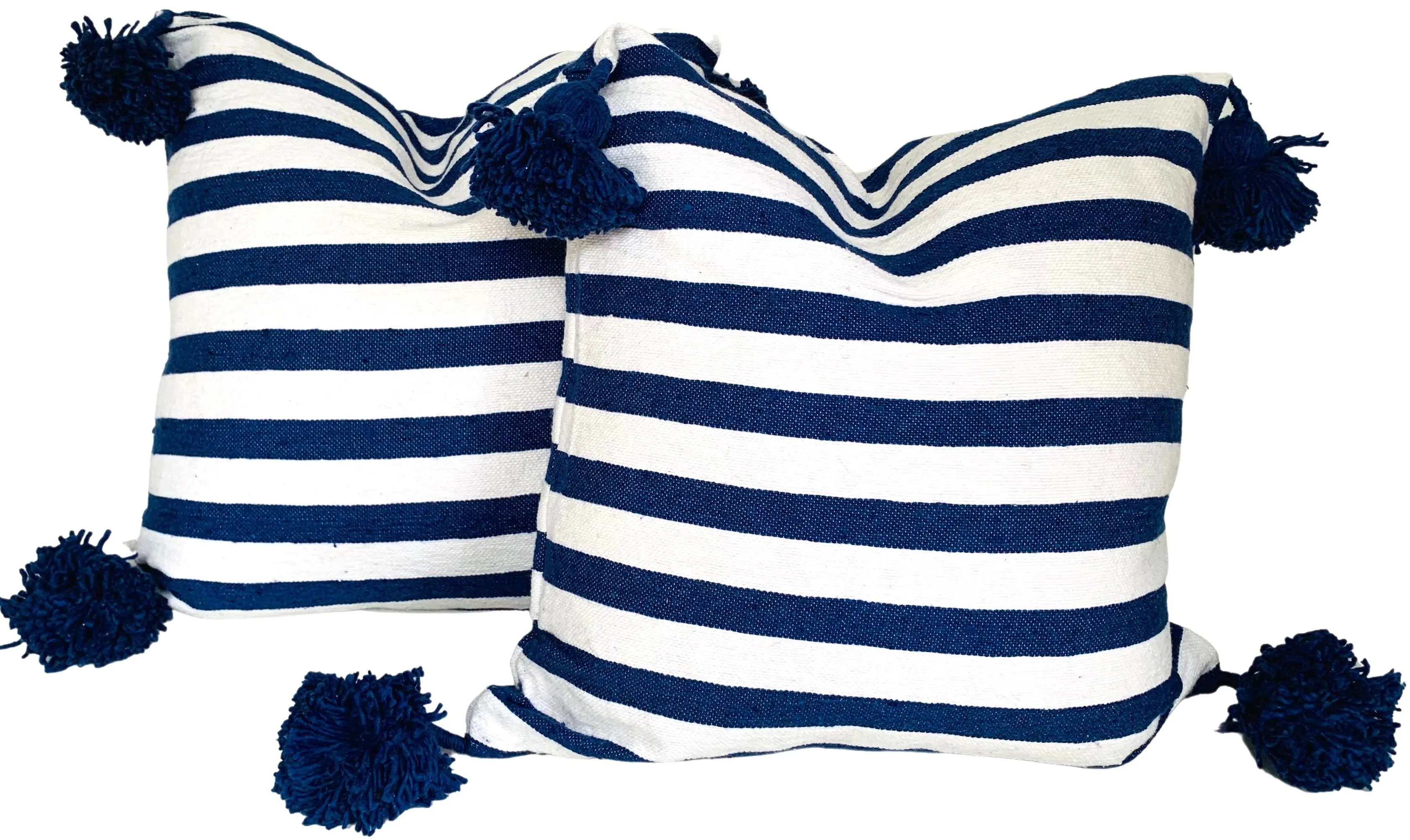 Moroccan Handloomed Pom-Pom Pillows, Pr 2 Moroccan Handloomed Pom-Pom Pillows, Pr
