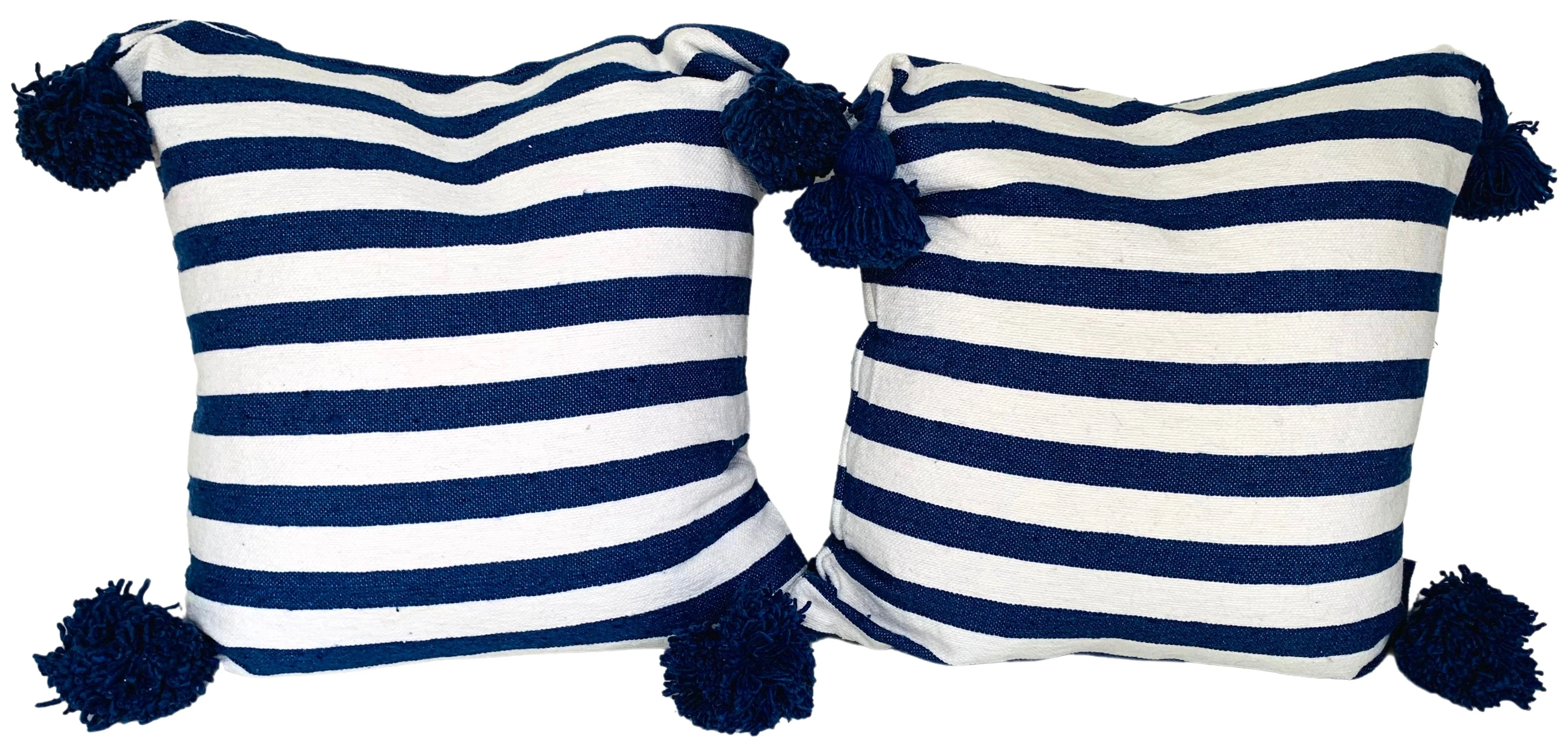 Moroccan Handloomed Pom-Pom Pillows, Pr 3 Moroccan Handloomed Pom-Pom Pillows, Pr