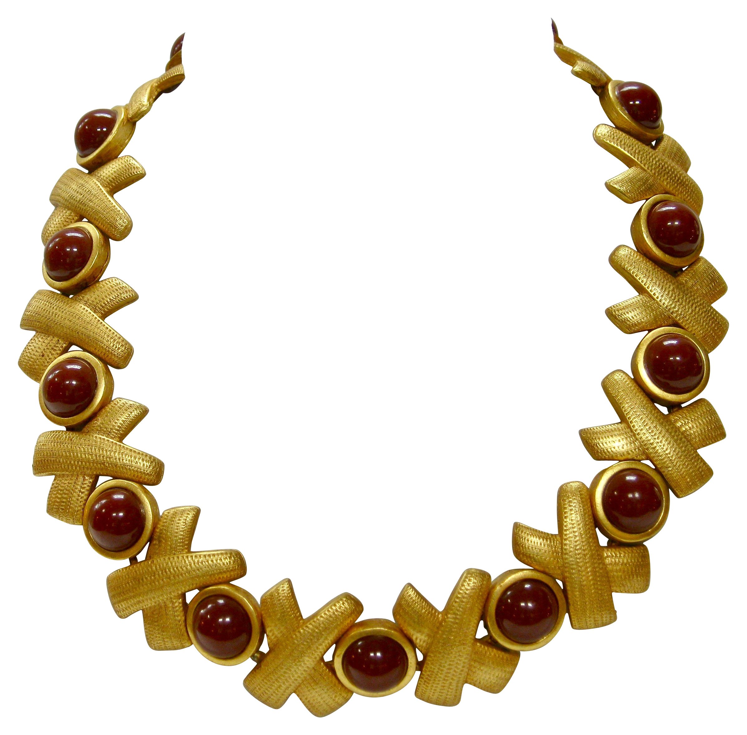 Gold Textured Burgundy Collar Necklace 1 Gold Textured Burgundy Collar Necklace