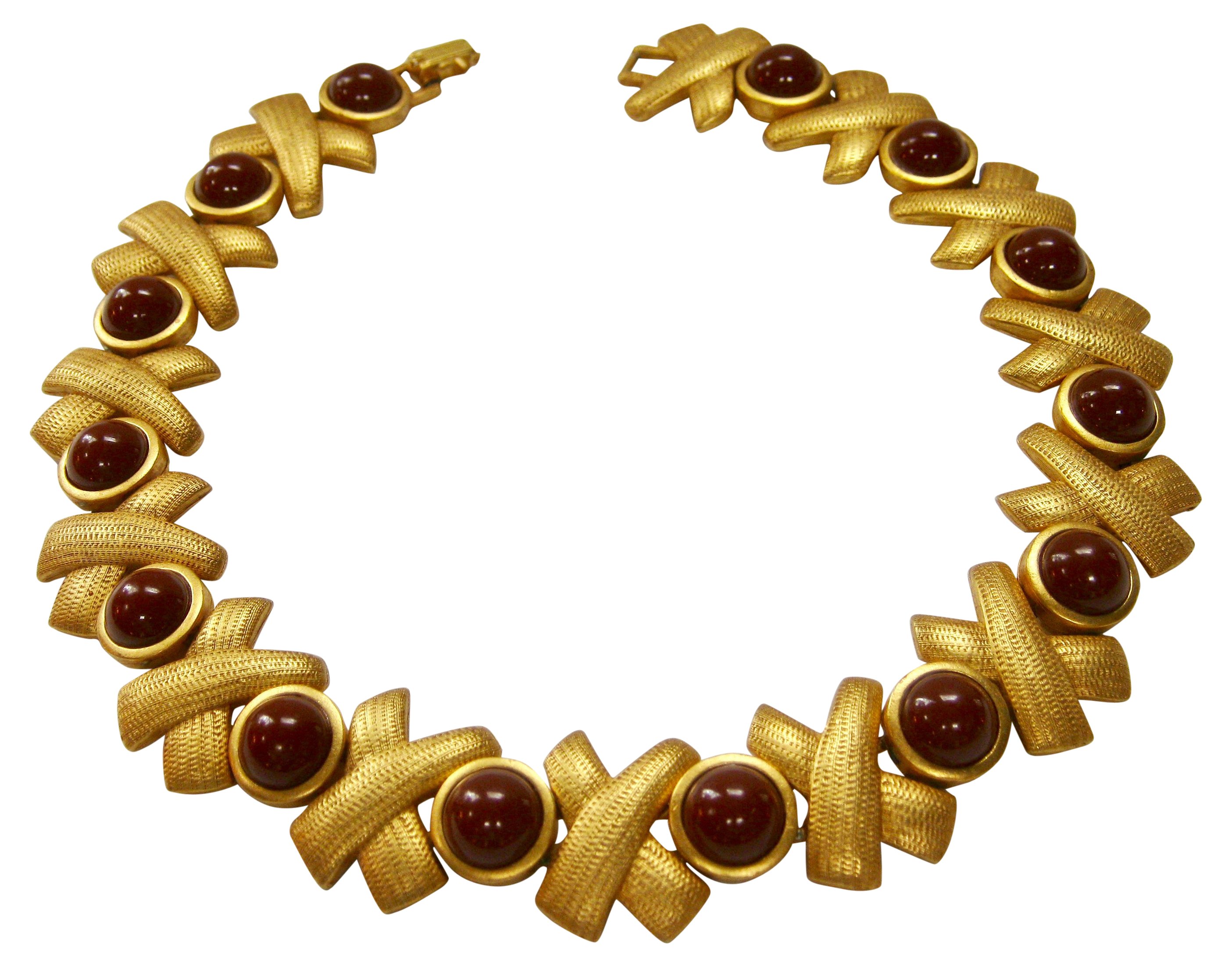 Gold Textured Burgundy Collar Necklace 3 Gold Textured Burgundy Collar Necklace
