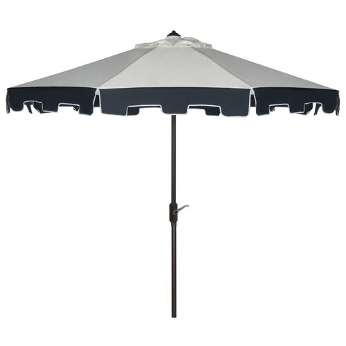 Odion Outdoor Patio Umbrella, Beige/Navy