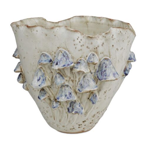 Black Forest Mushrooms Vase, Cream/Reactive Blue 1 Black Forest Mushrooms Vase, Cream/Reactive Blue