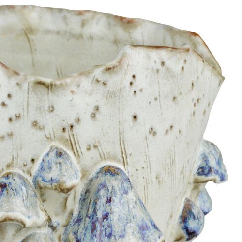 Black Forest Mushrooms Vase, Cream/Reactive Blue 2 Black Forest Mushrooms Vase, Cream/Reactive Blue