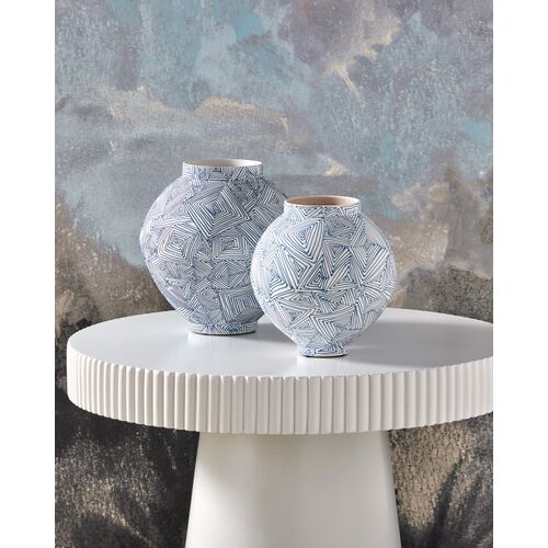 Blue Zag Vase, Blue/White 5 Blue Zag Vase, Blue/White