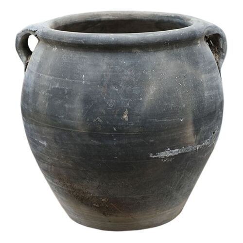 Vintage 10" Pottery Jar, Charcoal/Gray 1 Vintage 10" Pottery Jar, Charcoal/Gray