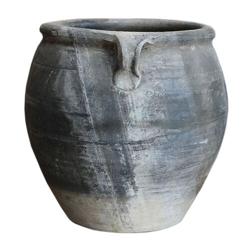 Vintage 10" Pottery Jar, Charcoal/Gray 3 Vintage 10" Pottery Jar, Charcoal/Gray