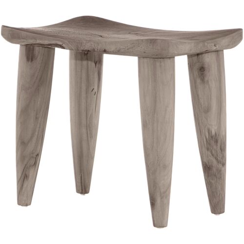 Amara Outdoor Stool, Weathered Grey Teak 1 Amara Outdoor Stool, Weathered Grey Teak
