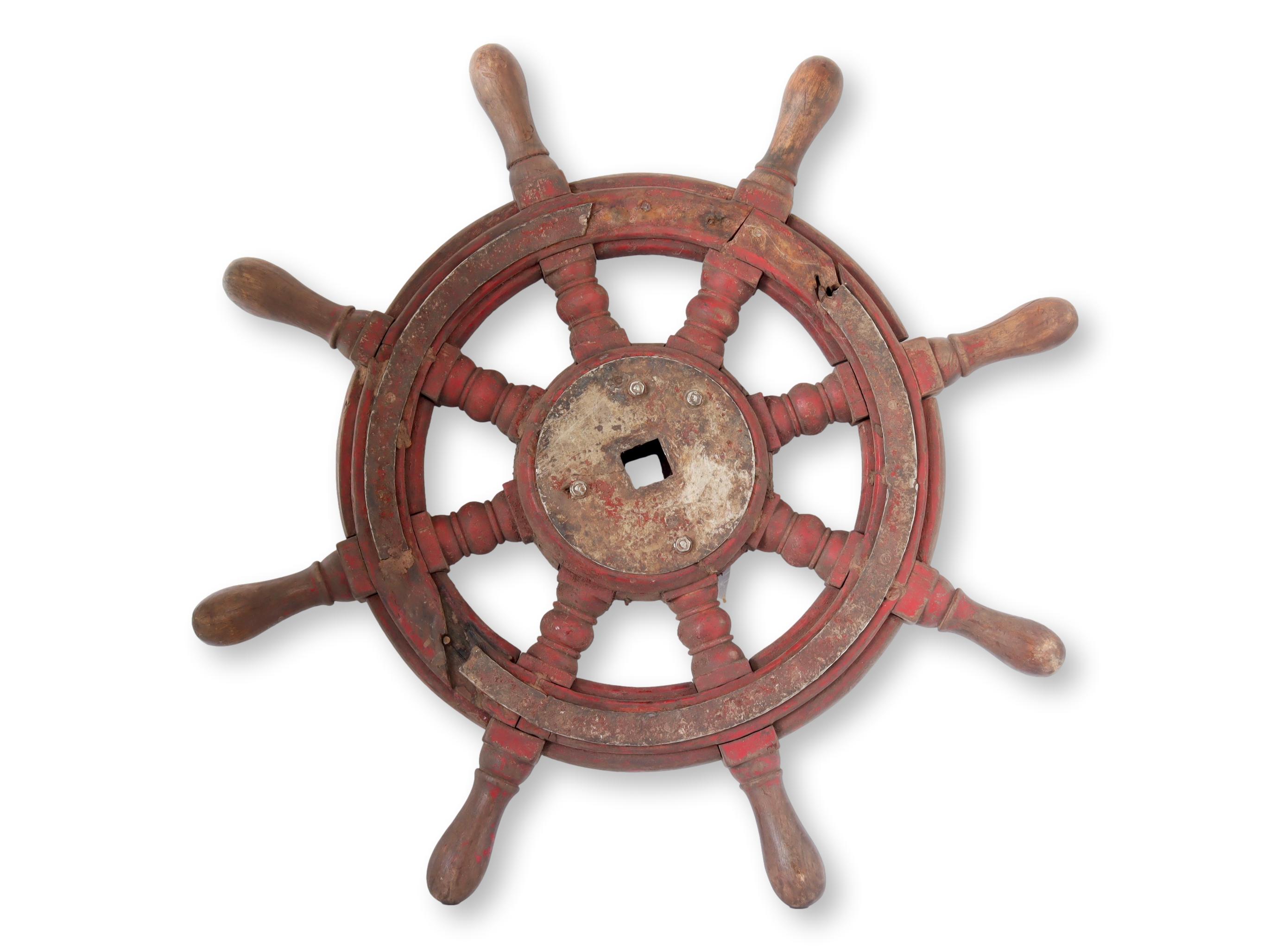 Large Antique Ship's Wheel 1 Large Antique Ship's Wheel