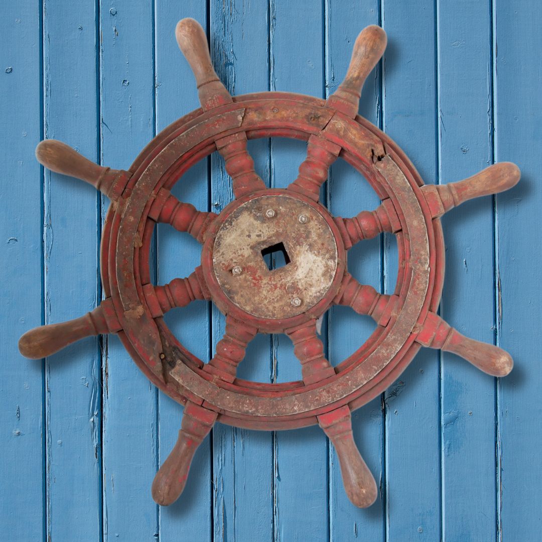 Large Antique Ship's Wheel 4 Large Antique Ship's Wheel